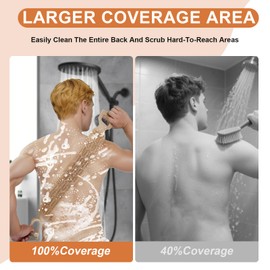 1 Pack Exfoliating Back Scrubber for Shower, Back Massage Bath Brush, Double-Sided Back Scrub Washcloth to Clean Your Body Deeply for Men & Women Skin Care (Brown)