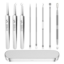 Neednit sebum extruder blackhead remover 8-piece set tweezers curette, 1 set, silver / 니드닛 피지 압출기 블랙헤드 제거기 8종 세트 핀셋 큐렛, 1세트, 실버