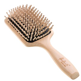 Hair Brush, Scalp Massage Brush, Gentle Stimulation, Wood Pin, Cushion Brush, Prevents Static Electricity and Damages Hair, Square Type, L Size 71329M