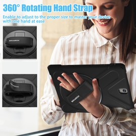 BRAECNstock S3 Case 9.7 inch 2017 (SM-T820/T825/T827),Heavy Duty Shockproof Protective Cover with Rotating Stand+Hand Strap,Shoulder Strap,SM-T820 Tablet case for Kids,Black