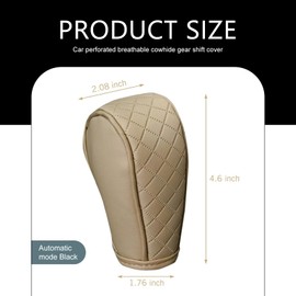 Diamall Car Leather Gear Shift Cover, Anti-Slip Breathable Shift Knob Cover, Waterproof Auto Konb Gear Shifter Stick Protector, Universal Cars SUVs Trucks Interior Decoration Accessories (Beige)