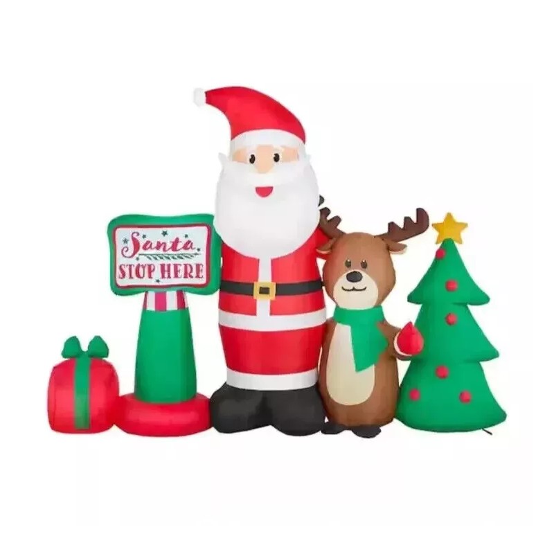 HOME ACCENTS 6.5 FT LED SANTA REINDEER CHRISTMAS TREE SCENE