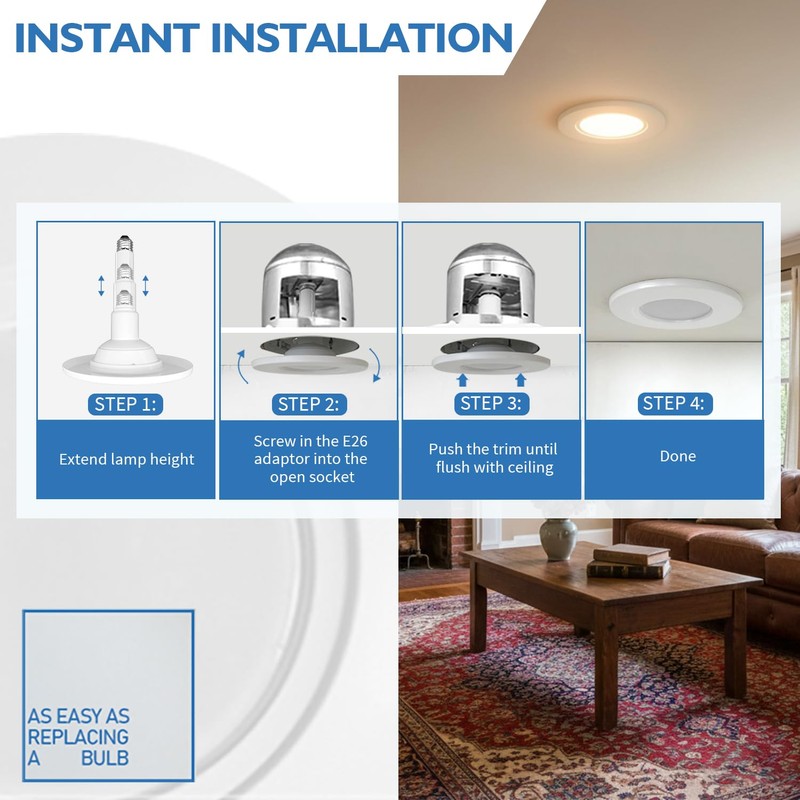 Jolux 5/6 Inch LED Can Lights Adjustable Recessed Retrofit Downlight,12W=60W,2700K