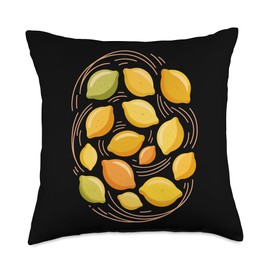 Citrus Delight Lemons Pattern Modern Art Throw Pillow