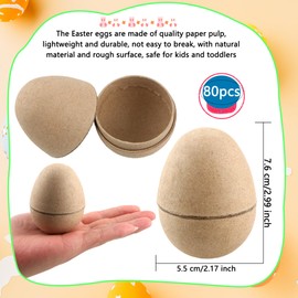 80 Pcs 3 Inch Paper Mache Easter Eggs Fillable DIY Easter Eggs Cardboard Easter Eggs Empty for Easter DIY Craft Basket Stuffers Party Favors
