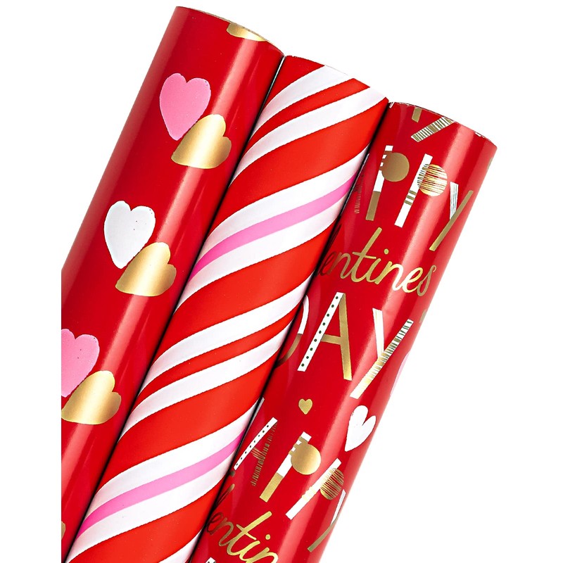 WRAPAHOLIC Valentine's Day Wrapping Paper Roll - 3 Rolls -