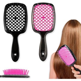VIDSTW Pack of 2 Hair Brush, Comfortable and Smooth Detangler Brush, Anti-Tangle Detangling Brush, Hollow Grid Design for Boys and Girls, Curly Wet Hair, Long Hair, Short