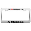My Heart Belongs to A Seabee License Plate Frame Car