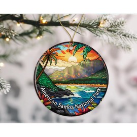 American Samoa National Park Ornament, Stained Glass Look Ornament, National Parks Christmas Ornament, Keepsake Ornament, Travel Souvenirs, Christmas Ornament Ceramic Gift Printed on Both Sides