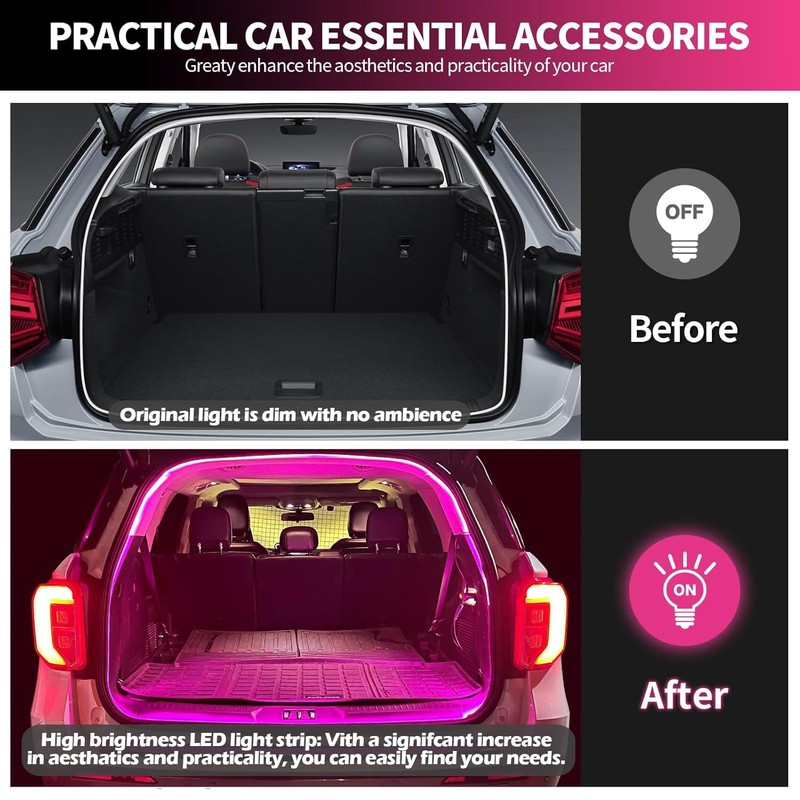 Car Boot Light Strip, 4 m, Dynamic Flowing Car Trunk