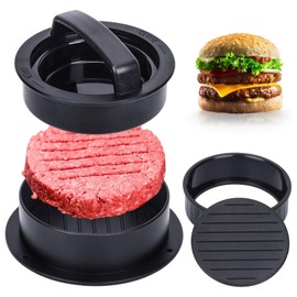 3-in-1 Hamburger Press Patty Maker - Stuffed Burger Press for Sliders, Beef Burgers, 50pcs Free Parchment Paper Included - Grilling Accessories