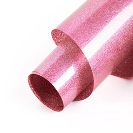 HTVRONT Pink Glitter Heat Transfer Vinyl - 10" x 5FT Pink Glitter HTV Vinyl for T-Shirts, Pink Glitter Iron on Vinyl for All Cutter Machine（Pink Glitter ）