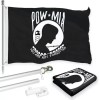 G128 Flag Pole 6FT Silver & POW MIA Flag 3x5FT