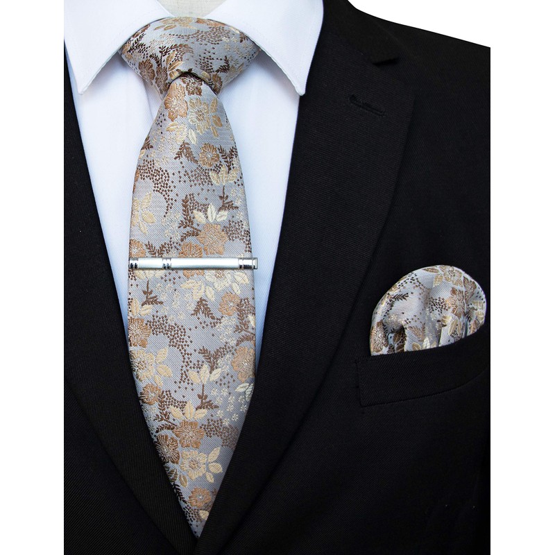 JEMYGINS Mens Floral Ties and Pocket Square Sets with Tie