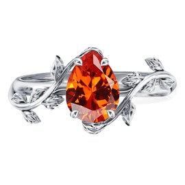 Wasee July Birthstone Ring 925 Sterling Silver Ruby Ring Pear Shaped Leaf Promise Ring for Her Birthday Anniversary Mother's Day Jewelry Gifts for Women,Ring Size 6