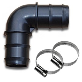Angle Diameter 38 mm 90° Hose Connector Hose Nozzle for Hose Diameter 38 mm + 2 V2A W4 Hose Clamps - e.g. for Pool Pond Garden