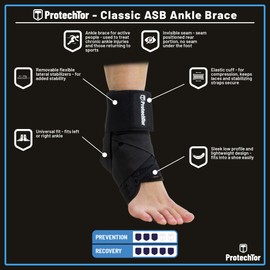 ProtechTor Classic ASB Ankle Support | Lace-Up Ankle Brace with Figure-8 Strapping | Semi-Rigid Ankle Brace for Injury Recovery, Sprain Prevention & Athletic Support (Large)