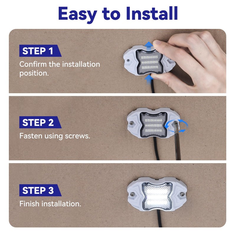 Dual‑Color White & Blue 12V IP68 LED Deck Courtesy Boat