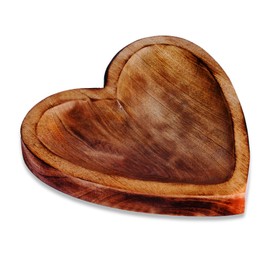 EARTHLY HOME Wooden Serving Bowl for Fruits, Salads and Cookies - Handmade Natural Finish Centerpiece Serving Trays Set of 1 - Key Decorative Bowls for Entry Table (8"x8"x1.5 Inch, Heart)