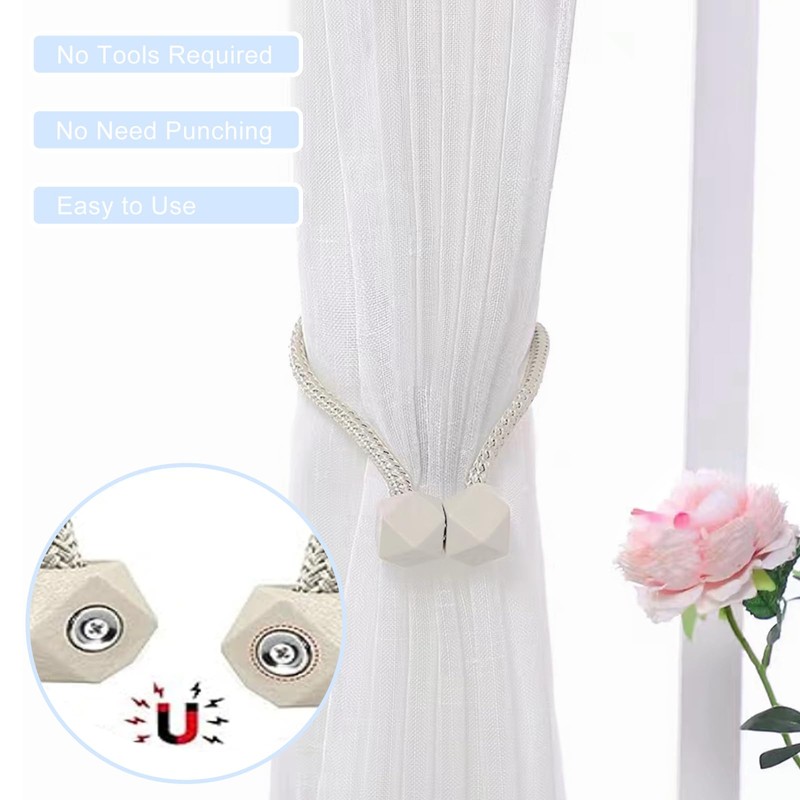 Nutabevr Pack of 4 Beige Strong Magnetic Curtain Tiebacks Curtains,