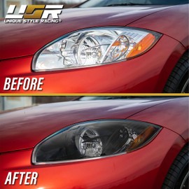DEPO UPGRADE Black Replacement Front Headlights (Left + Right) Compatible with 2006-2012 Mitsubishi Eclipse HALOGEN GS GT SE Spyder Hatchback Coupe (Black Housing, Plug and Play, 2 PC Set)