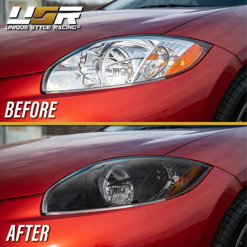 DEPO UPGRADE Black Replacement Front Headlights (Left + Right) Compatible