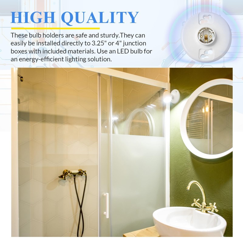Saysurey 10 Pcs E26 Medium Base Ceiling Lamp Holder Keyless