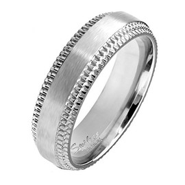 Tapsi´s Coolbodyart® Titanium Ring in Silver with Carved Edge Size 5/6/7/8/9/10/11/12/13, Titanium