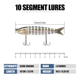 TRUSCEND Fishing Lures for Bass, Multi Jointed Segmented Swimbaits, Slow Sinking Swim Baits Bass Lures Freshwater Swimming Lure for Crappie Trout Walleye, Saltwater Fishing Gear Lure Kit Plugs