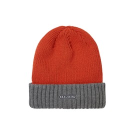 SEALSKINZ | Bacton | Unisex Waterproof Cold Weather Roll Cuff Beanie Hat | Everyday Use & Outdoor Activity | Three-Layer Insulation Technology | Microfleece Lining Orange