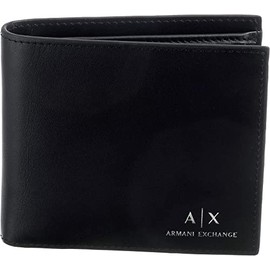 Armani Exchange Men's Essential, Plain, Printed Logo Bi-Fold Wallet, Black, black