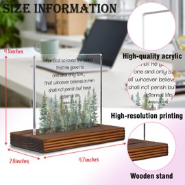 John 3:16 For God So Loved the World Bible Verse Clear Desk Decorative Sign, Inspirational Scripture Home Nursery Church Office Decor Plaques Christian Gifts for Men Family Friend Christmas EDC83