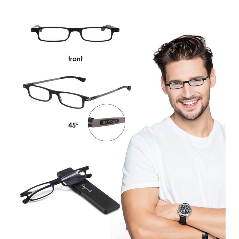 2 Pack Ultra Thin Lightweight Folding Reading Glasses Women Men