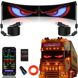 VDIKKS 2PCS Synchronized Devil Eyes Light for Truck, 23.4”X4.7” Flex Car Window LED Display Screen, Dynamic Colorful Eye Lamp Programmable LED Eyes for Car Truck Windshield