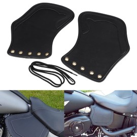 XMMT Leather Heat Shield Deflector Universal Motorcycle Side Saddle Heatshield Compatible with Harley Dyna Sportster Iron 883 Road Glide Softail Honda Y-amaha