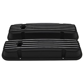 Compatible/Replacement for Pontiac 326-455 Polished Aluminum Valve Covers - FINNED Black