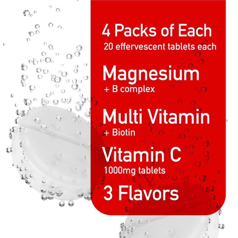 Swiss Imports Effervescent Variety Pack with Vitamin C 1000mg, Magnesium