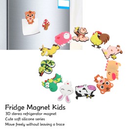 Imanes de Animales de zoológico, 11 Piezas Pegamento de Resina de PVC 3D Imanes de refrigerador para niños pequeños Juguetes educativos magnéticos firmes, para niños Que aprenden Pizarra Blanca