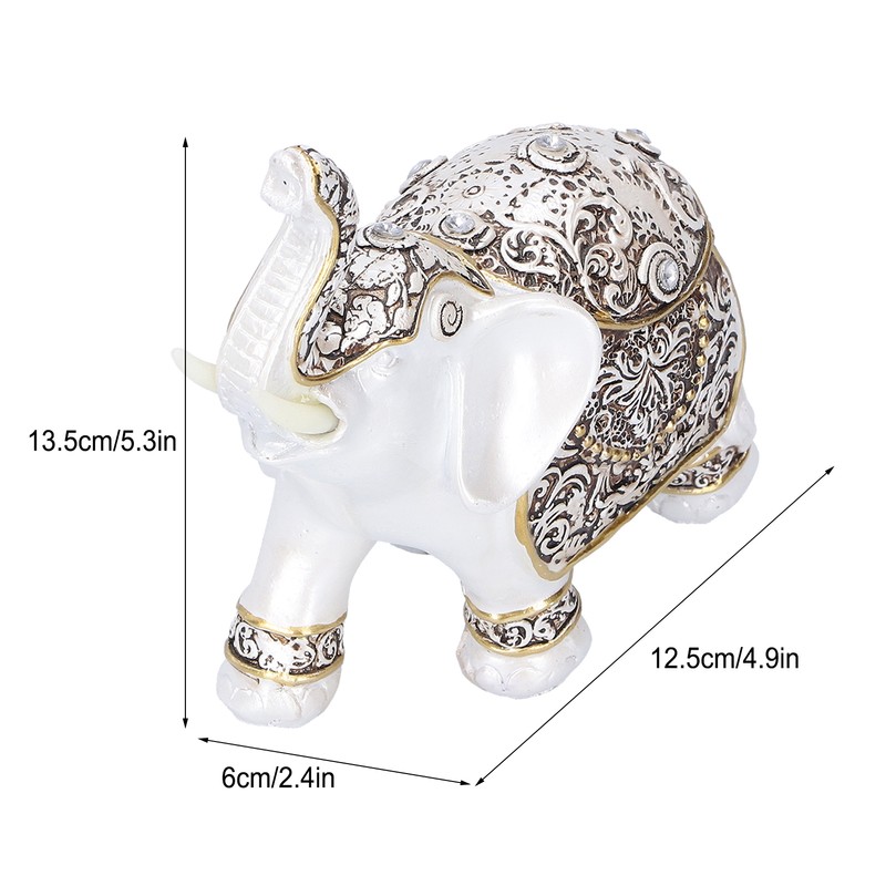 Resin Elephant Feng Shui Statue Wealth Lucky Figurine Crafts Home