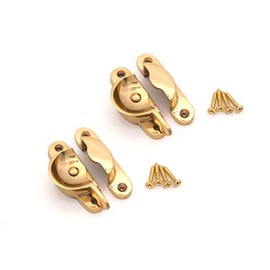 Infinity Decor Pack of 2 Victorian Sash Window Fitch Fastener Lock - Polished Brass or Chrome - Made from Solid Brass (Polished Brass)