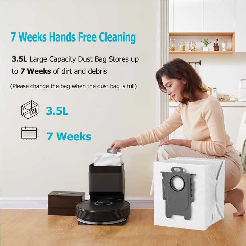 Janhaley 6 Pack Dust Bag for Roborock Q7 M5+, Q10