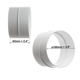 100mm / 4 Inch Duct Connector - Round PVC Ducting - Ventilation Pipe, Hose, Tube