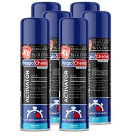 Magic Chems CA Glue Accelerator Spray (6 x 16.9 fl oz), Cyanoacrylate Super Glue Accelerator Spray, Adhesive Activator, CA Glue Activator (6 Pack)