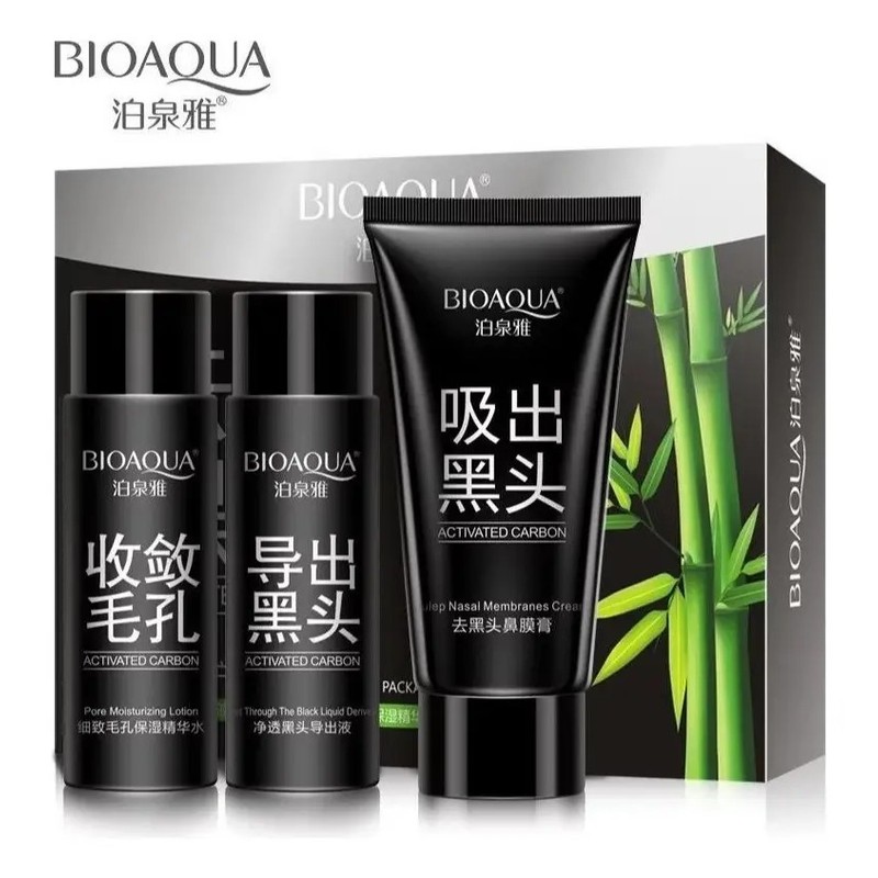 Bioaqua mascarilla negra set antiacné, elimina puntos negros en piel