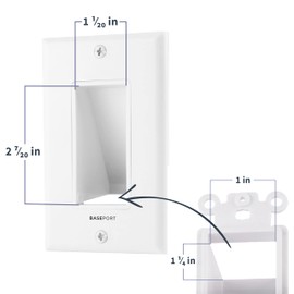 BASEPORT Recessed Cable Wall Plate for Behind Wall Cable Management - White Wall Plate Cable Pass Through with Low Voltage Mounting Bracket to Hide TV Cords for Wall Mount TV, Bottom Opening, 1 pack