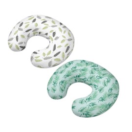 GOSTONG Palm Leaves Print Nursing Pillow Cover 2 Packs for U-Shaped Feeding Pillow Covers Breastfeeding Pillow Slipcover with Hidden Zipper Dsign Soft and Eco-Friendly