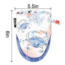 Alselo Mini Oven Mitts,2pk - Silicone Little Kitchen Gloves, Heat Resistant with Non-Slip Grip and Soft Quilted Cotton Lining for Safe Backing Cooking Barbecue (Lilac, Crab)