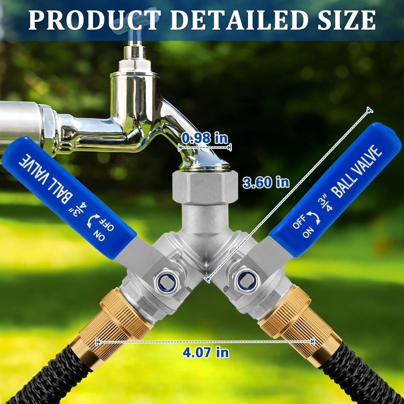 304 Stainless Steel Garden Hose Splitter 2 Way Heavy Duty,