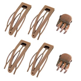 Hann 24 Pieces Double Grip Hair Clips + 2 Claw Hair Clips Metal Snap Hair Clips Hair Barrettes for Hair Making, Salon Supplies (Red Ancient Bronze)