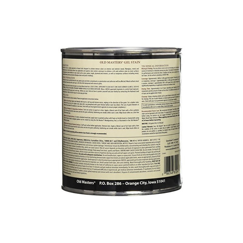 Old Masters 1 qt 81204 Maple Oil-Based Gel Stain